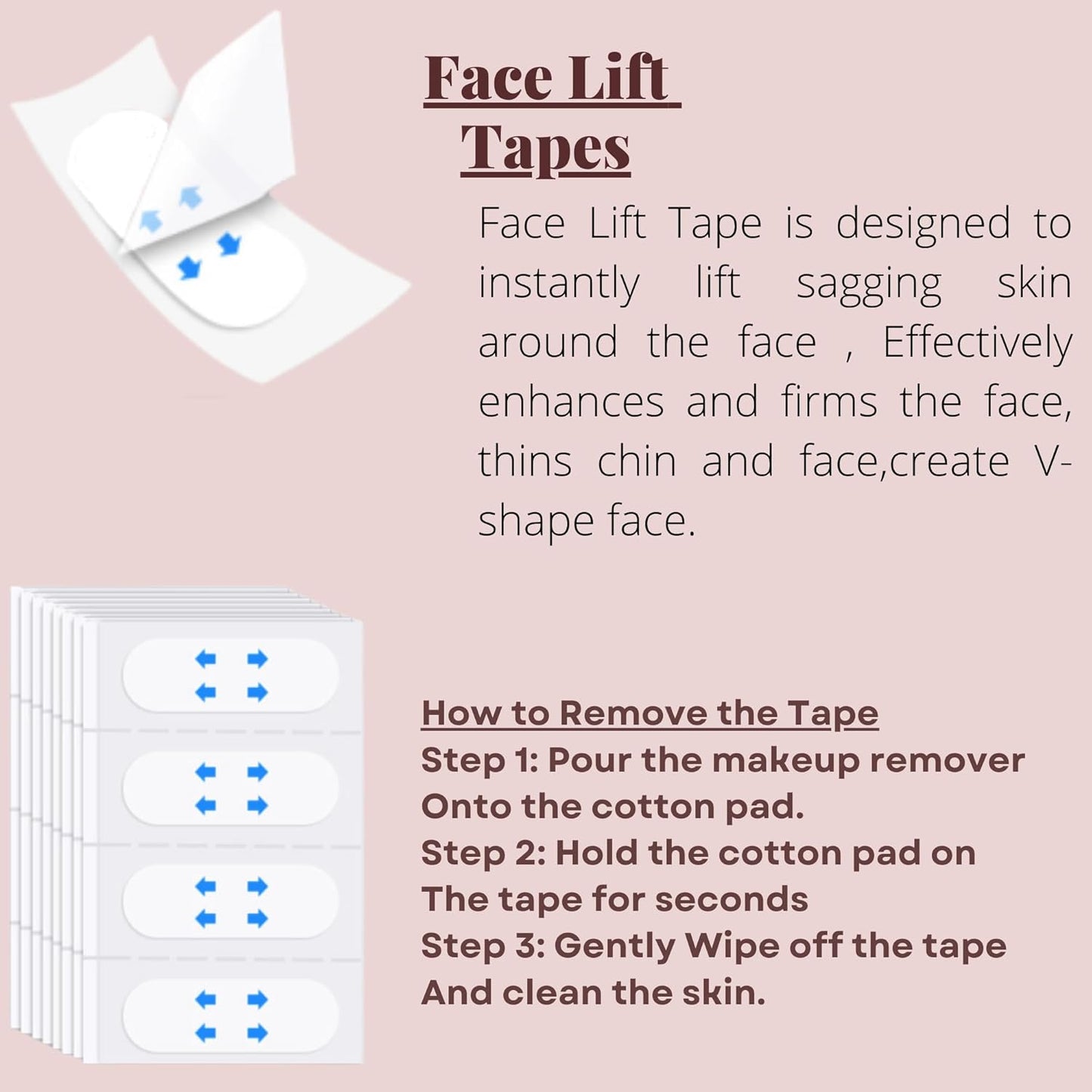 Face Lifting Tape Invisible 100 Pcs, Face Lift Tape, Anti-Sagging Skin Tape, Face Tape, Face Lift Strips, Face Lifting Bands, Anti-Wrinkle Face Tape, Face Lifting Tool, V Shape Face Lift Tape., Clear