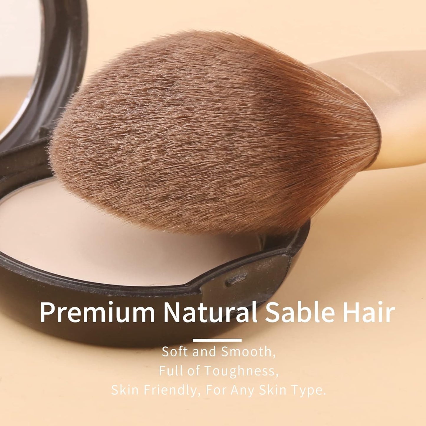 Elevate Your Beauty Routine with the Luxe Natural Sable Makeup Brush Set - 10 Glittering Brushes for Flawless Application, Complete with Travel Case
