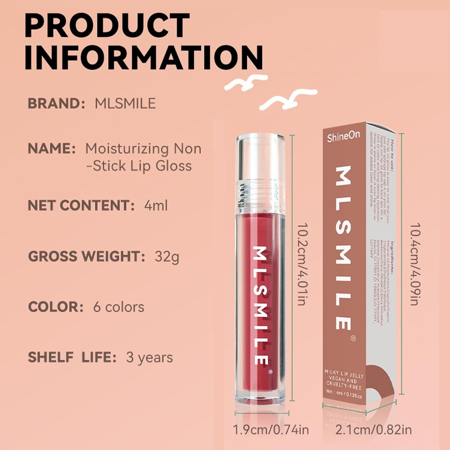 Glossy Lip Gloss Stain - Long-Lasting Hydrating High-Shine Vegan Formula for a Moisturizing and Non-Stick Finish