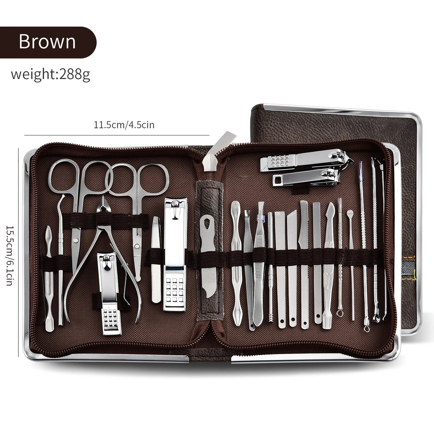 26 Piece Set Stainless Steel Nail Clippers Set Household Nail Cutter Suit with Box Trimmer Grooming Manicure Pedicure Nail Tools