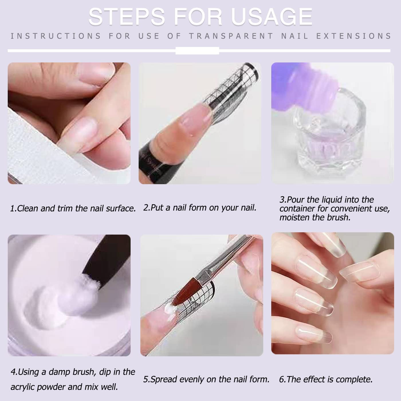Acrylic Powder Nail Kit with Professional Liquid Monomer, Brush Cleaner, and Tools Set for Nail Extension System