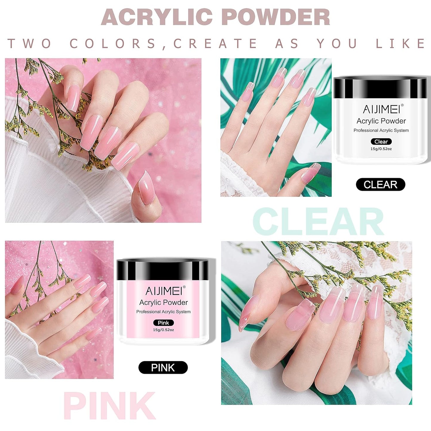 Acrylic Powder Nail Kit with Professional Liquid Monomer, Brush Cleaner, and Tools Set for Nail Extension System