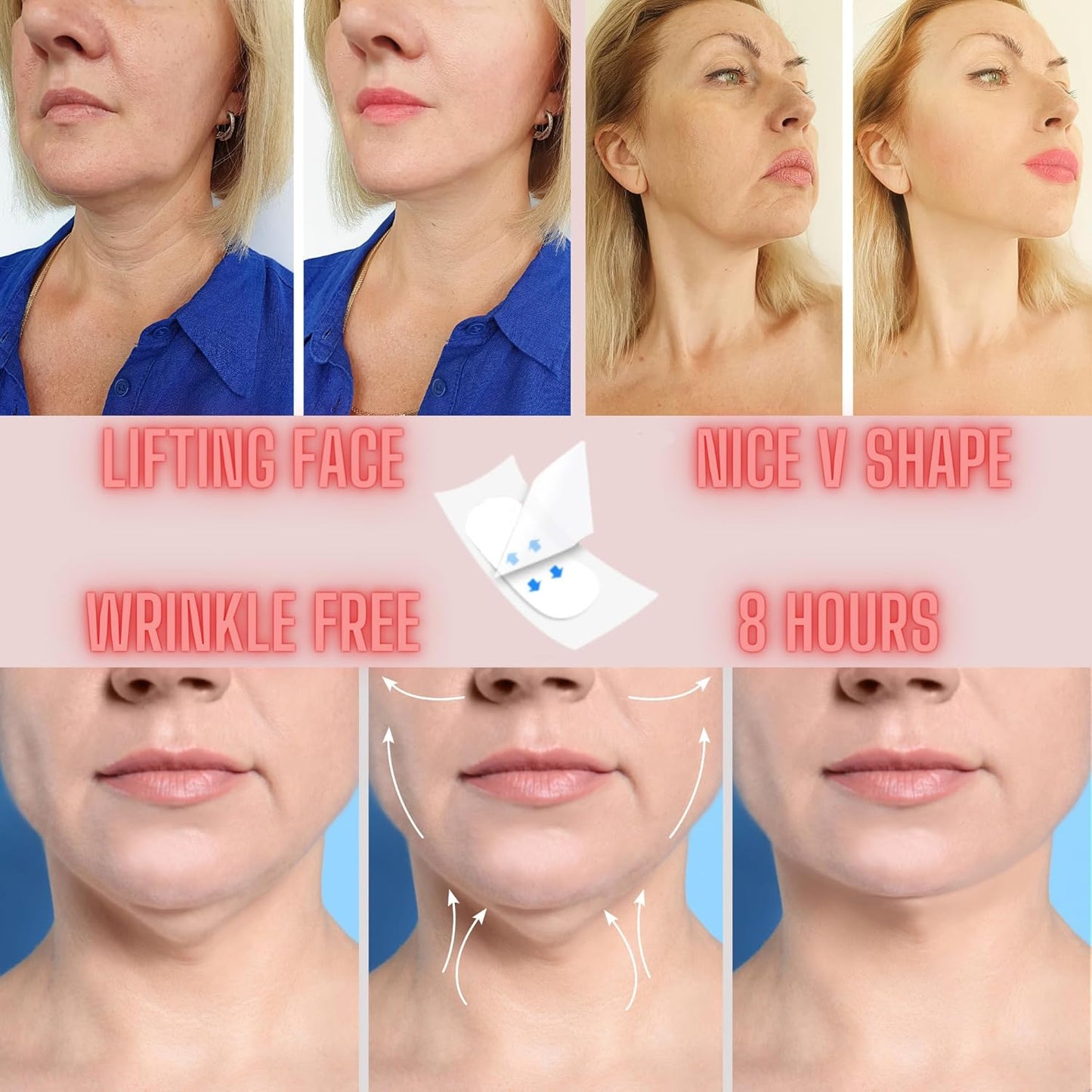 Face Lifting Tape Invisible 100 Pcs, Face Lift Tape, Anti-Sagging Skin Tape, Face Tape, Face Lift Strips, Face Lifting Bands, Anti-Wrinkle Face Tape, Face Lifting Tool, V Shape Face Lift Tape., Clear