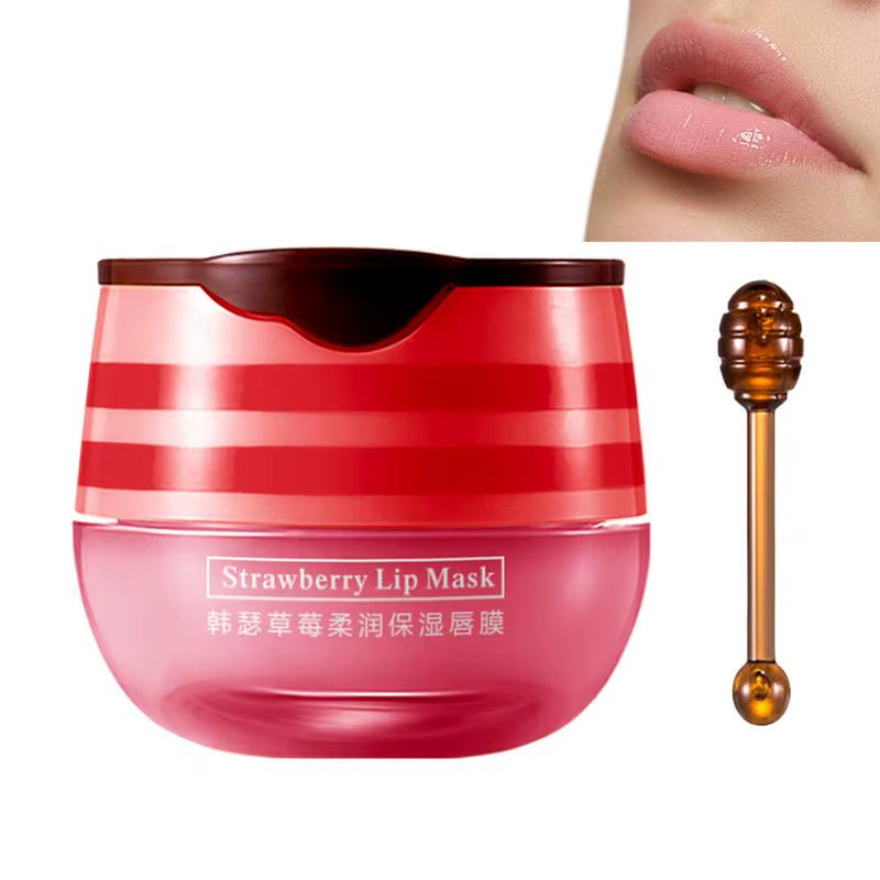 Indulge in Softness: Strawberry Lip Mask Bee Balm Lip Balm - Your Ultra-Hydrating Overnight Lip Care with Honey Infusion