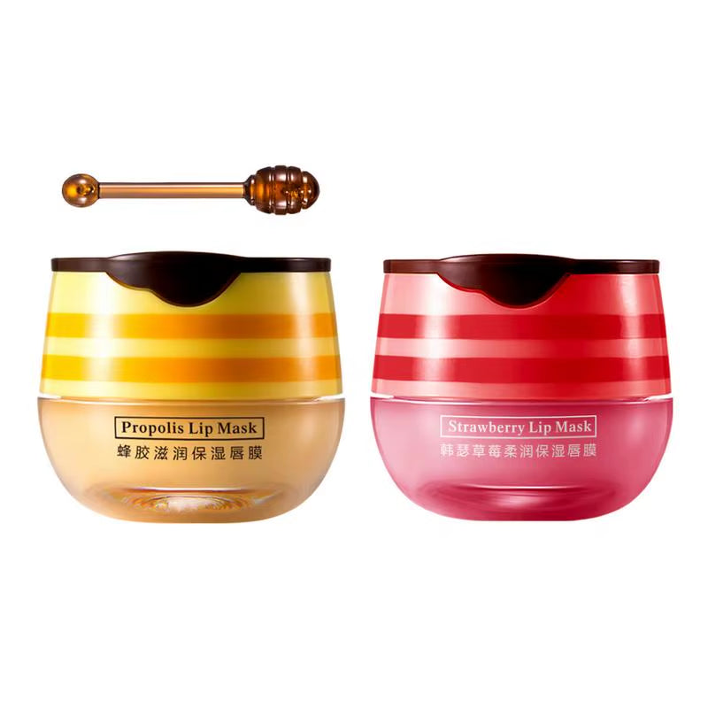 Indulge in Softness: Strawberry Lip Mask Bee Balm Lip Balm - Your Ultra-Hydrating Overnight Lip Care with Honey Infusion