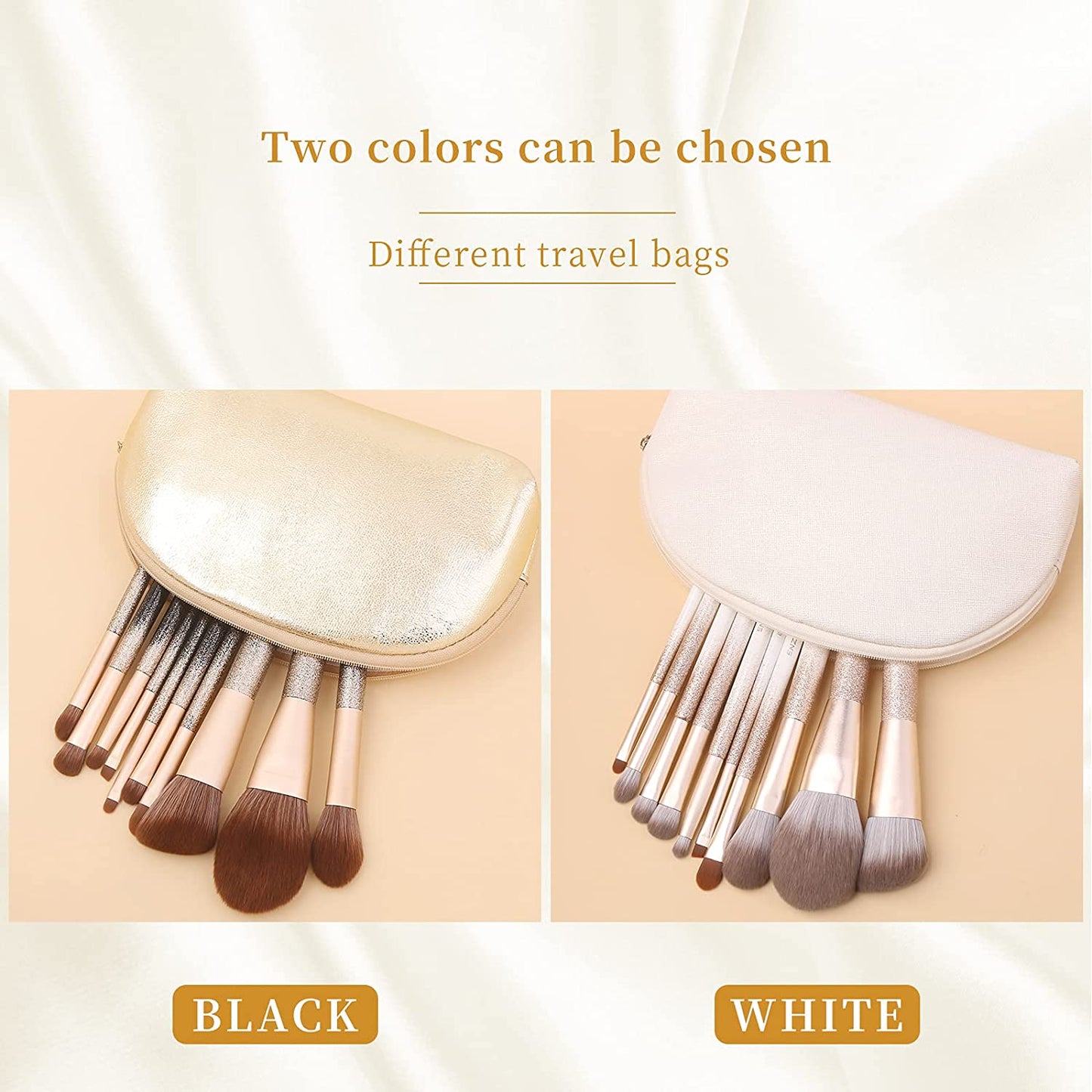 Elevate Your Beauty Routine with the Luxe Natural Sable Makeup Brush Set - 10 Glittering Brushes for Flawless Application, Complete with Travel Case