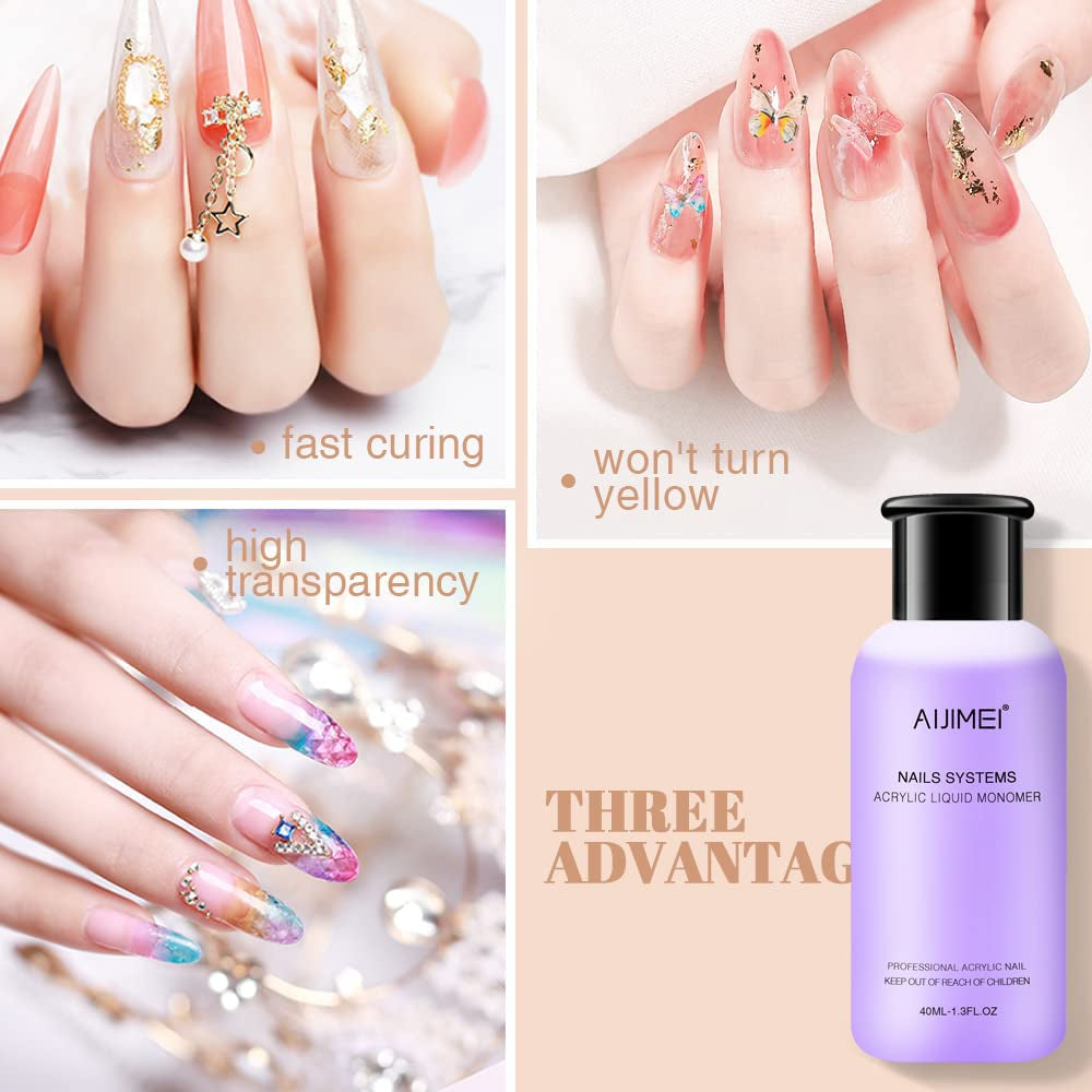 Acrylic Powder Nail Kit with Professional Liquid Monomer, Brush Cleaner, and Tools Set for Nail Extension System