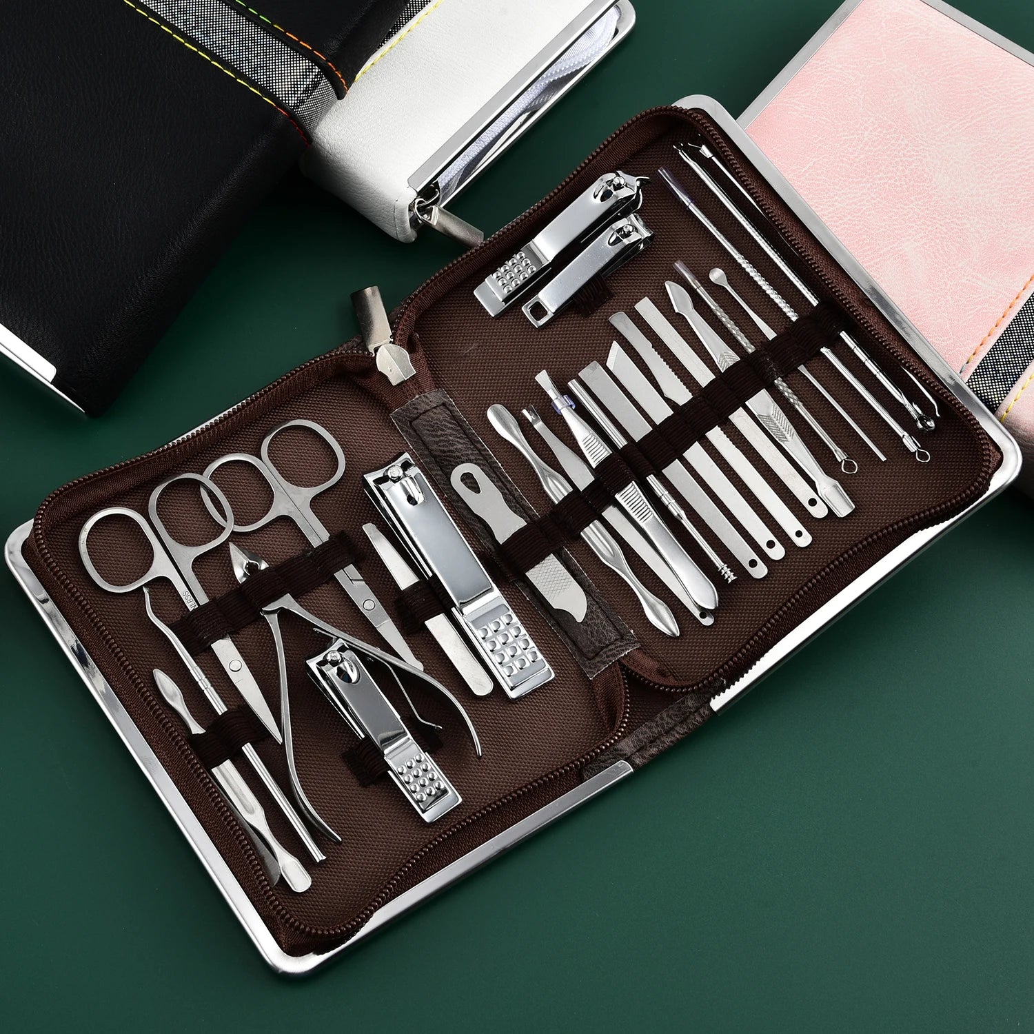 26 Piece Set Stainless Steel Nail Clippers Set Household Nail Cutter Suit with Box Trimmer Grooming Manicure Pedicure Nail Tools