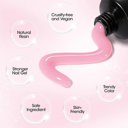 Premium Natural Pink Poly Nail Gel Builder - Versatile Gel for Nail Extensions and Artistic Creations | 60g Non-Toxic, Vegan, Long-Lasting Formula for Salon and DIY Use