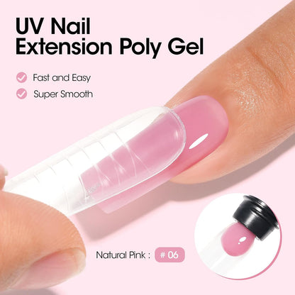 Premium Natural Pink Poly Nail Gel Builder - Versatile Gel for Nail Extensions and Artistic Creations | 60g Non-Toxic, Vegan, Long-Lasting Formula for Salon and DIY Use