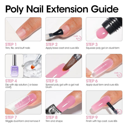 Premium Natural Pink Poly Nail Gel Builder - Versatile Gel for Nail Extensions and Artistic Creations | 60g Non-Toxic, Vegan, Long-Lasting Formula for Salon and DIY Use