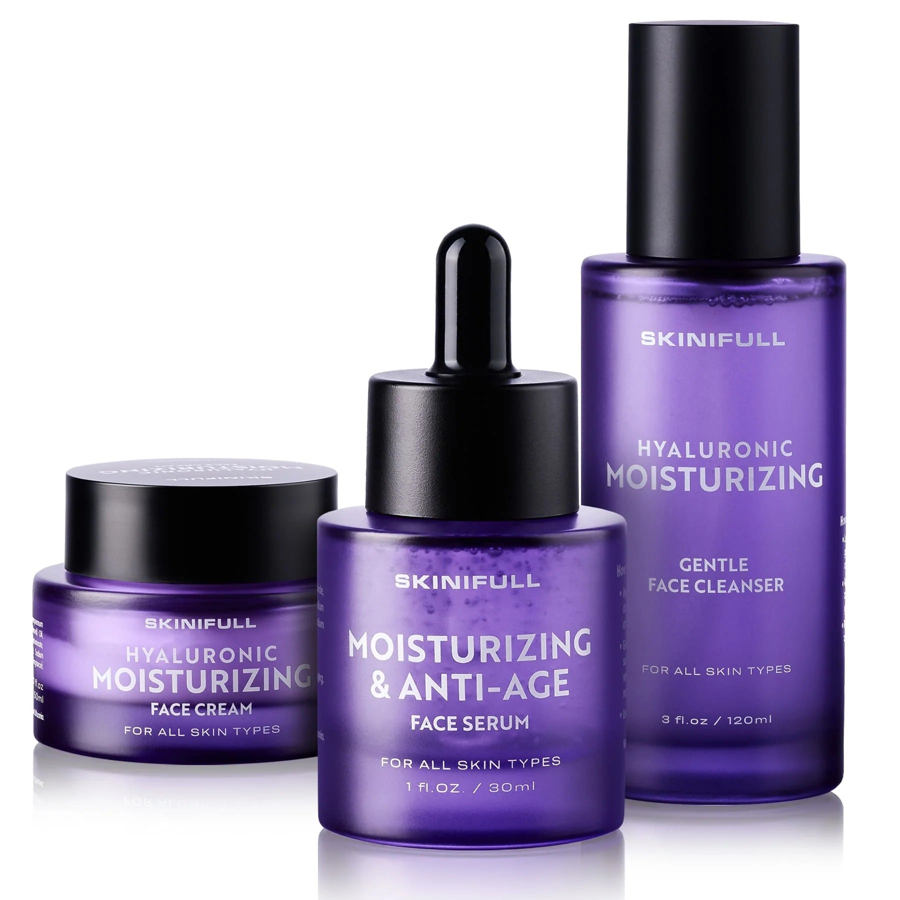 Revitalize Your Skin: The Ultimate Hydration and Anti-Aging Skincare Trio - Hyaluronic Face Cream, Anti-Aging Face Serum & Face Cleanser