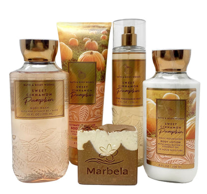 Sweet Cinnamon Pumpkin Gift Set- Fine Fragrance Mist, Body Lotion, Body Cream and Body Wash with Yamma Jamma Soap