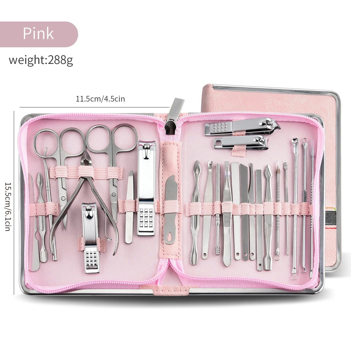 26 Piece Set Stainless Steel Nail Clippers Set Household Nail Cutter Suit with Box Trimmer Grooming Manicure Pedicure Nail Tools