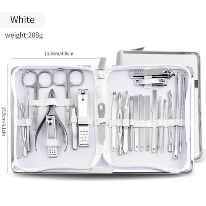 26 Piece Set Stainless Steel Nail Clippers Set Household Nail Cutter Suit with Box Trimmer Grooming Manicure Pedicure Nail Tools