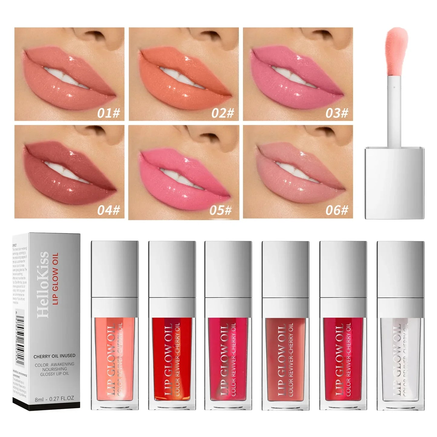 Hellokiss Lip Glow Oil 8Ml Glossy Lip Oil Moisturizing Lip Glaze Transparent Lip Balm Lip Stick Cherry