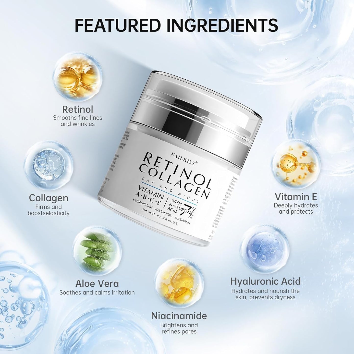 Revitalize Your Skin with Our Luxurious Night Cream - Anti-Aging Face Moisturizer Enriched with Retinol, Collagen & Niacinamide - Experience Youthful Radiance!