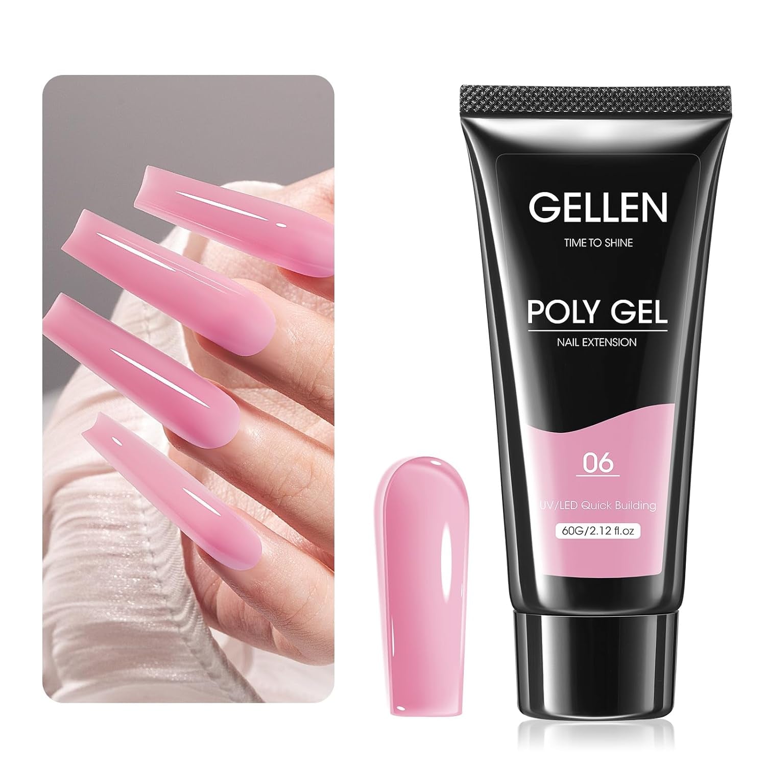 Premium Natural Pink Poly Nail Gel Builder - Versatile Gel for Nail Extensions and Artistic Creations | 60g Non-Toxic, Vegan, Long-Lasting Formula for Salon and DIY Use