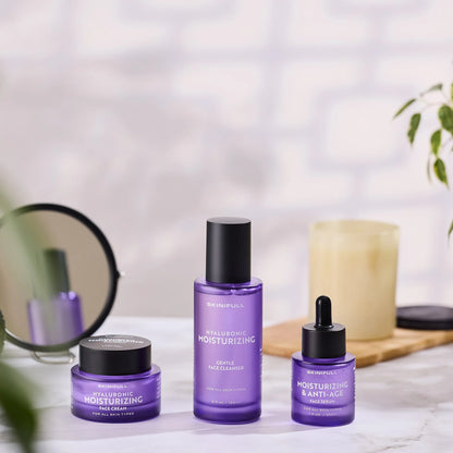 Revitalize Your Skin: The Ultimate Hydration and Anti-Aging Skincare Trio - Hyaluronic Face Cream, Anti-Aging Face Serum & Face Cleanser