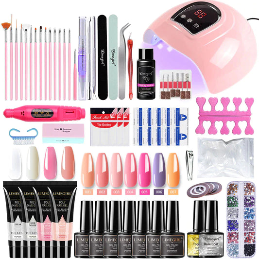 Ultimate Nail Set with LED Lamp, Nail Dryer, and Drill Machine - Complete Manicure Kit for Stunning Poly Nail Art