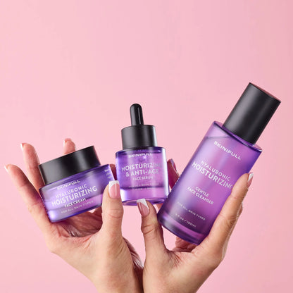 Revitalize Your Skin: The Ultimate Hydration and Anti-Aging Skincare Trio - Hyaluronic Face Cream, Anti-Aging Face Serum & Face Cleanser