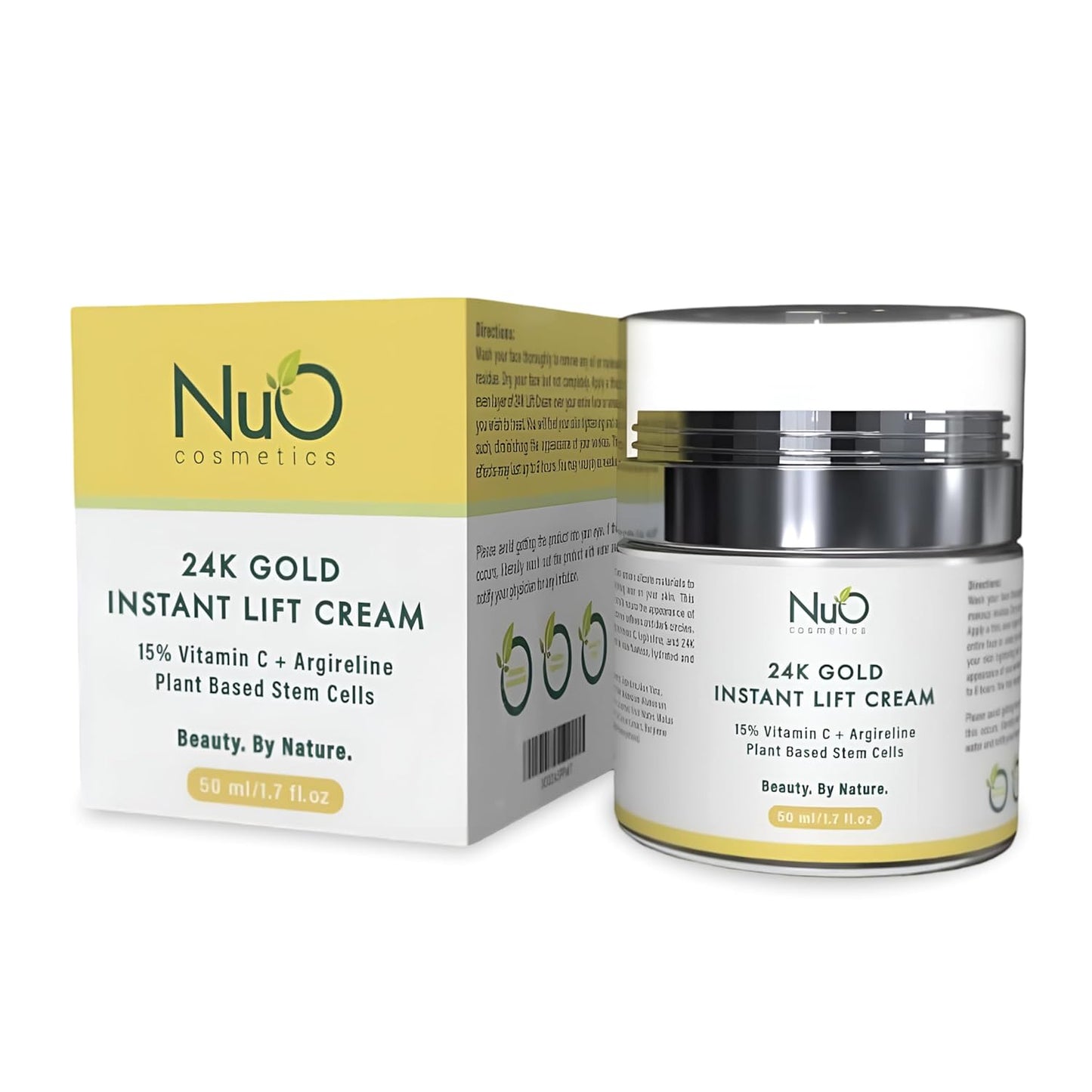 Nuorganic 24K Instant Face Lift Cream - Advanced Anti-Aging Moisturizer with Plant Stem Cells for Youthful Glow - Cruelty-Free Wrinkle Cream for All Skin - Vegan Beauty Skincare, 50Ml 3-Month Supply
