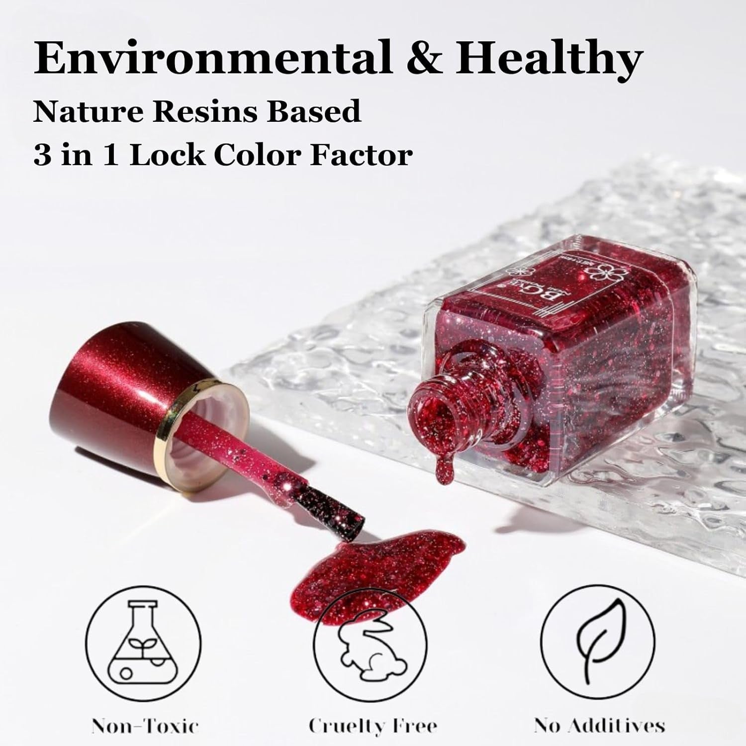 Burgundy Red Glamour: Quick Dry Shimmer Nail Polish for Effortless Elegance - Long Lasting Glitter Nail Varnish for Stunning DIY Nail Art