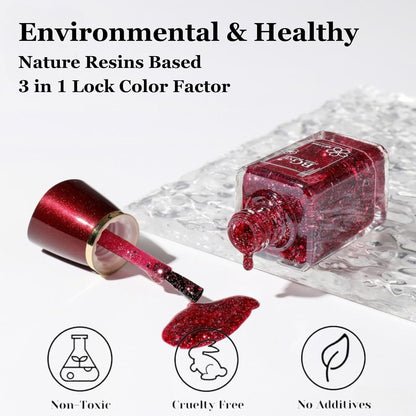 Burgundy Red Glamour: Quick Dry Shimmer Nail Polish for Effortless Elegance - Long Lasting Glitter Nail Varnish for Stunning DIY Nail Art