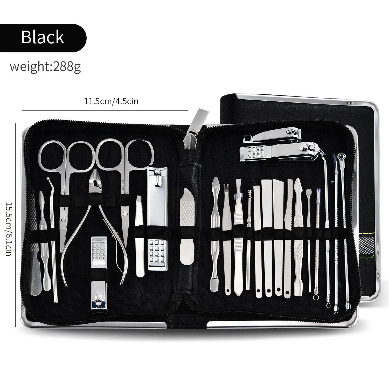 26 Piece Set Stainless Steel Nail Clippers Set Household Nail Cutter Suit with Box Trimmer Grooming Manicure Pedicure Nail Tools