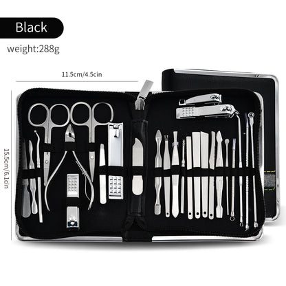 26 Piece Set Stainless Steel Nail Clippers Set Household Nail Cutter Suit with Box Trimmer Grooming Manicure Pedicure Nail Tools